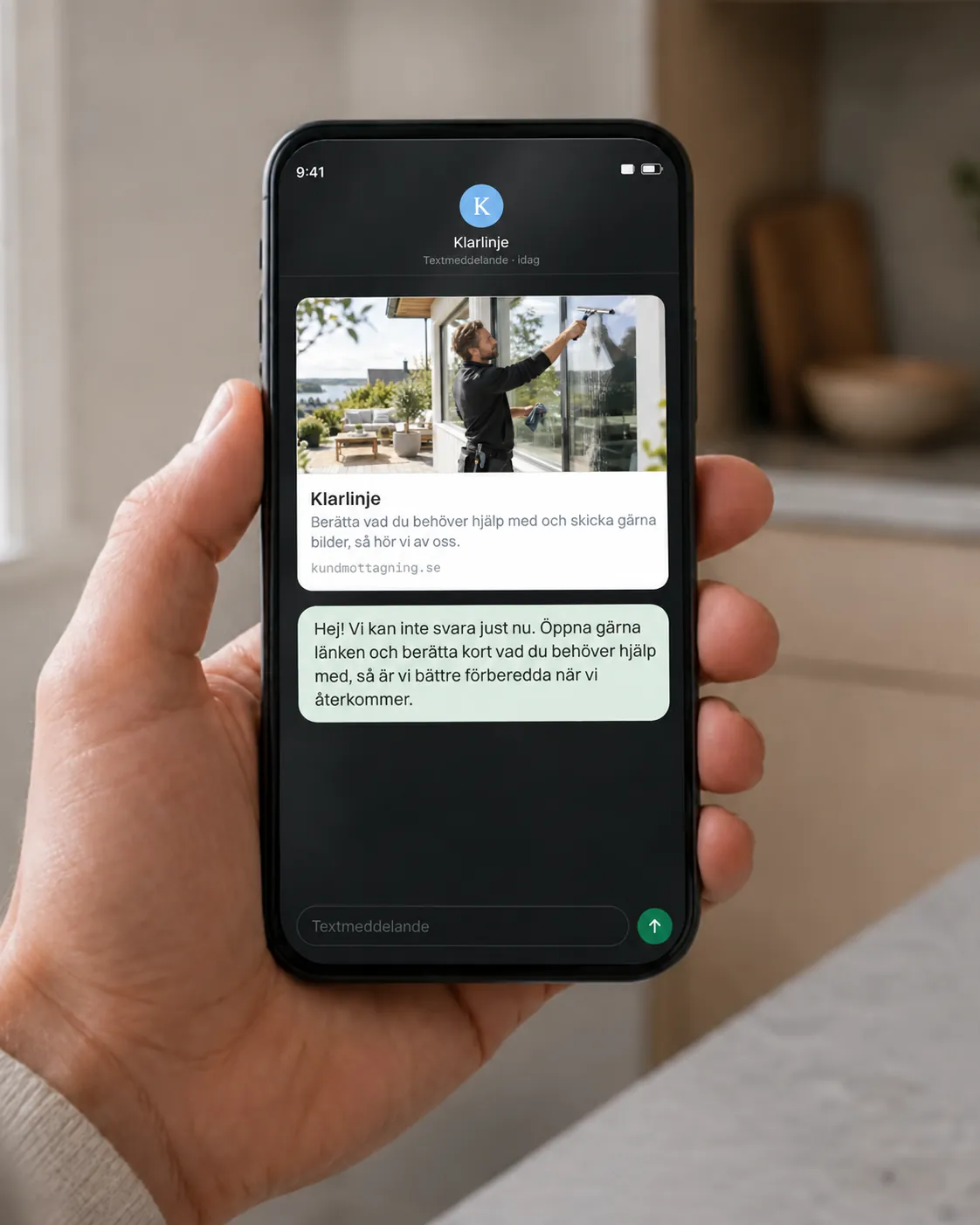 SMS med länkkort till Klarlinjes kundmottagning